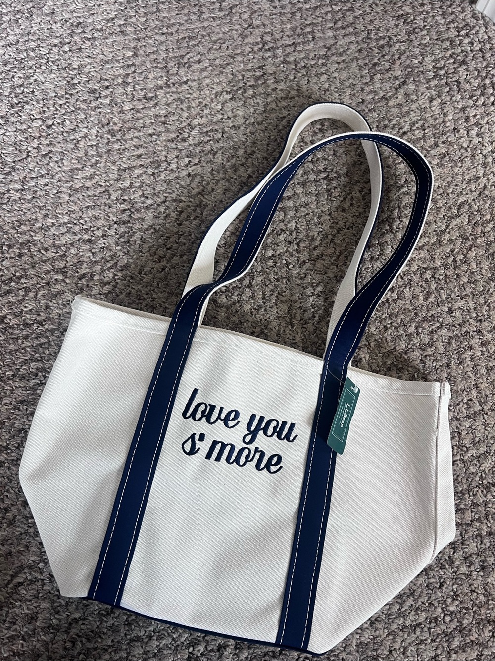 Canvas Tote Bag - 'love you s'more' Embroidered - Navy & Cream